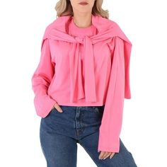 Mm6 Ladies Tops. Fashion category: T-Shirts & Henleys. SKU: S52GC0203-S23955-251. Color: Neon Pink. Mm6 Ladies Neon Pink Draped Split-Sleeve Top. This cotton top features split sleeves, draped design, long wide sleeves and round neck. Cotton 100% Made In Italy. Size: S.  Gender: female.  Age Group: adult. Split Sleeve Top, Split Sleeve, Designer Drapes, Ladies Tops, Tops Fashion, Martin Margiela, V Neck Blouse, Wide Sleeves, Cotton Top