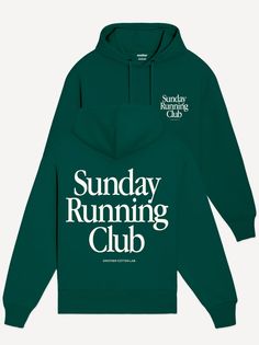 Sunday Running Club Organic Hoodie Sporty Hoodie With Back Print, Running Club, Black Week, The Cult, Bottle Green, Find Your Style, Tshirt Design, Small Chest, Print Store