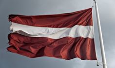 the danish flag is flying high in the sky