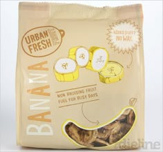 the bag contains bananas and other fruit that is in it's pouch, with an ad for urban fresh