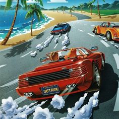 Outrun ar Retro Games Poster, Retro Gaming Art, Retro Artwork, Arte 8 Bits, Vintage Video Games, New Retro Wave, Retro Arcade, Game Illustration