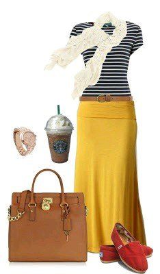 Red Espadrilles, Mode Tips, Yellow Skirt, Outfit Trends, Fashion Shop, Red Shoes, Look Chic, Modest Outfits