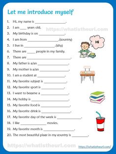 an english worksheet with the words let me introduce myself