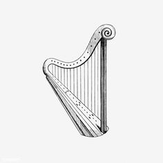 a drawing of a harp on a white background