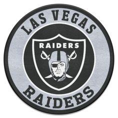 the las vegass logo is shown in black and white on a round mat that says,