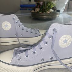 Brand New, Never Worn. Color:Iron Grey/Egret Size:6 Blue Platform Converse, Pastel Blue Converse, Periwinkle Converse, Platform Converse Light Blue, Dark Blue Platform Converse, Blue Gray Converse, Teal Converse, Cute Converse Shoes, Cute Converse