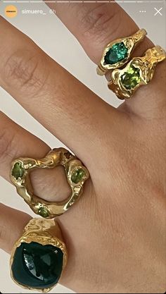 Unusual Gold Rings, Melted Gold Jewelry, Maximalist Gold Jewelry Aesthetic, 2024 Ring Trends, Maximalistic Jewelry, Maximalist Gold Jewelry, Maxamilist Jewelry, Maximalist Jewelry Aesthetic, Cool Jewellery