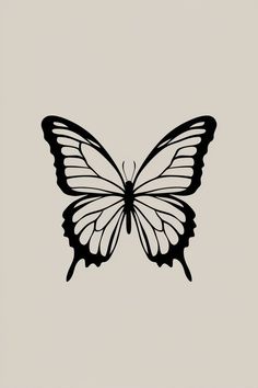 a black and white butterfly on a gray background