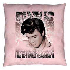 elvis presley pink pillow with the words elvis presley on it