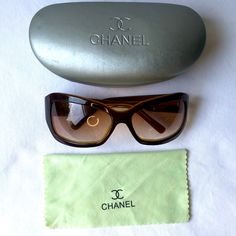 % Authentic Vintage Chanel Sunglasses In Brown Good Vintage Condition / Minor Signs Of Wear One Tiny Surface Scratch On One Lens Please, Look At Photos It’s Very Hard To Tell Comes With Everything In The Photo / Chanel Case / Chanel Sunglasses Cleaner Chanel Sunglasses, Vintage Chanel, Brown Gold, Sunglasses Accessories, Chanel, Women Accessories, Sunglasses, Women Shopping, How To Wear