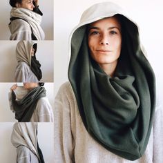 4-in-1 Cowl Shrug Hood, Neck, Warm, Infinity, Scarf, Mask Winter Scarf, Olive Scarf, Multi Tone, Rib Knit, Soft Scarf, Best, Popular - Etsy Olive Scarf, Cowl Hood, Scarf Mask, Hooded Cowl, Soft Scarf, Hat Patterns, Functional Fashion, Hooded Scarf, Neck Warmer