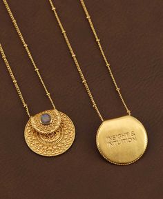 Inspirational Gold Plated Mandala Necklace with Labradorite Gemstone - Necklaces Spiritual Coin Necklace With Locket, Mandala Meaning, Necklace Spiritual, Buddha Groove, Protective Energy, Mandala Necklace, Mystical Jewelry, Dope Jewelry, Spiritual Path