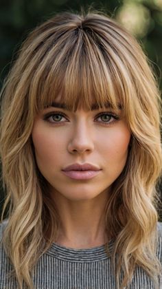 Style Your Look with Layered Medium-Length Hairstyles with Bangs Medium-Length Hairstyles with Ba... Blond Wavy Hair With Bangs, Hairstyles With Wavy Hair, Medium Length Haircuts With Bangs, Cute Short Haircuts, Braided Styles, Medium Length Hair With Layers, Cute Haircuts