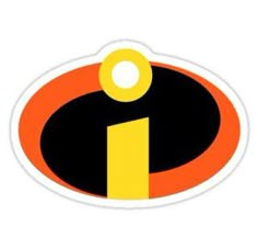 an orange and black sticker with the number one on it's center circle