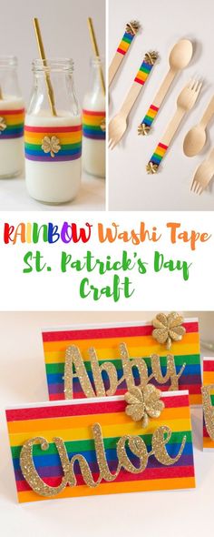 rainbow washi tape st patrick's day craft is perfect for kids to make