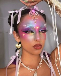 Heart Aura, Pink Alien, Alien Makeup, Instagram Heart, Pride Makeup, Drag Makeup, Ethereal Makeup, Lovers Day