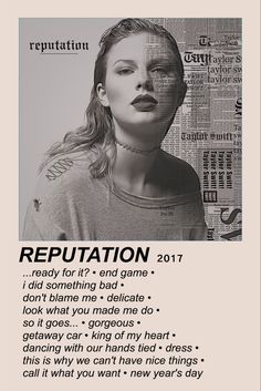 a poster with an image of a woman's face and the words repuptation on it