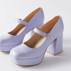 Never Worn Lavender Mary Janes, Purple Lace Up Heels, Lilac Platform Heels, Purple Quinceanera Shoes, Cute Green Shoes, Cute Purple Shoes, Daphne Shoes, Light Purple Shoes, Purple Mary Janes