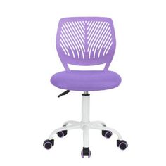 a blue office chair with wheels on it