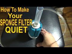 a person is using a sponge filterr to clean a table with the words how to make your sponge filter quiet