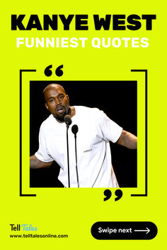 Kanye West's Funniest Quotes carousel showing funny and bold quotes on yellow background Kanye West Aesthetic Quotes, Funny Kanye, Kanye West Quotes, Being Confident, Yearbook Quotes