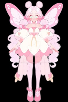 a pink and white fairy with wings