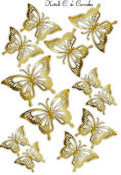 gold butterflies are arranged in the shape of a circle