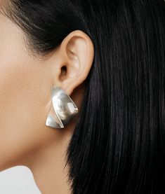 Andreia Earring | SHASHI Silver Earrings Sculptural Earrings, Geometric Accessories, Xmas Jewelry, Diamond Cuff Bracelet, Large Stud Earrings, Large Statement Earrings, Handmade Clay Earrings, Instagram Luxury, Silver Statement Earrings