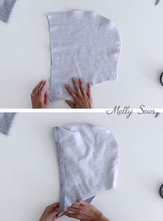 two pictures showing how to make a diy headband