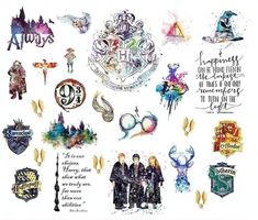 harry potter stickers on a white background