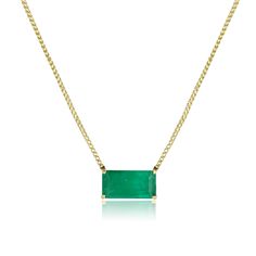 limited edition special elongated-cut emerald in minimalist east-west 18k yellow gold setting <span class='visuallyhidden'>Call, text 323-404-2959 for shop help.</span> Necklace Stacks, Emerald Set, Noir Color, Layered Chokers, Modern Minimalist Design, Yellow Gold Setting, Color Crush, Station Necklace, Diamond Pendant Necklace