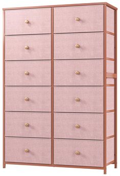 PRICES MAY VARY. 【52.3" TALL DRESSER FOR BEDROOM WITH 12 FABRIC DRAWERS】This pink dresser measures 34.6" Dx11.8" Wx52.3" H and provides ample storage without taking up too much space. You could use this tall chest of drawers for bedroom, entryway, living rooms, closet. It offers a nice space for storing clothes, diapers, personal belongings, scarves, socks, T-shirts, pants, and such. The wooden top can hold lamps, vases, decorative items and other items that perfectly coordinate with the decor of your home. 【"DOUBLE X" CROSSBAR SUPPORT DESIGN OF CHEST OF DRAWERS】 The "Double X" design on the back of the dressers & chest of drawers provides additional stability and safety, allowing you to push and pull the drawer without the drawer falling out, and the easy-to-pull track design allows the d Drawer Dresser Bedroom, Room Dressers, Tall Dressers, 12 Drawer Dresser, Closet Living Room, Pink Dresser, Brown Dresser, Track Design, Tall Chest Of Drawers