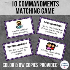 the ten commandments for matching game cards