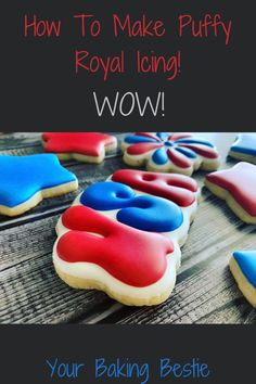 4th of July cookies royal icing Matte Royal Icing, Puffy Royal Icing Letters, Marshmallow Royal Icing, Icing For Decorating Sugar Cookies, Your Baking Bestie Royal Icing, Marshmallow Royal Icing Recipe, Royal Icing Cookie Designs For Beginners, Royal Icing Sugar Cookies Recipe, Fun Cookie Decorating Ideas