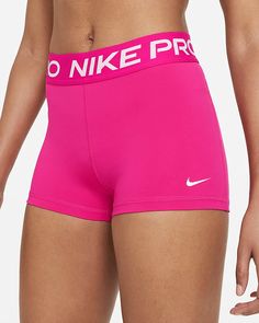 Nike Pro Women's 3" Shorts. Nike.com Hot Pink Nike Pro Shorts, Hot Pink Nike Pros, Cute Everyday Outfits Summer Casual, Birthday Wishlist Clothes, Hot Pink Things, Cute Nike Pros, Nike Rosa, Pink Nike Pros, Cute Nike