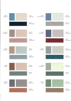 an image of the color scheme for different colors and sizes on a sheet of paper