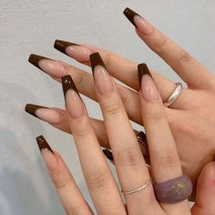 Brown Acrylic Nails, Acrylic Nails Coffin Short, Brown Nails, Fire Nails, Funky Nails, Dope Nails