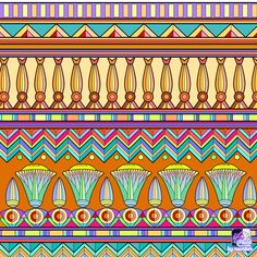 a colorful pattern with many different shapes and colors on it's sides, including an orange background