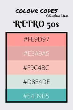 the color code for retro 50's is shown in three different colors and font