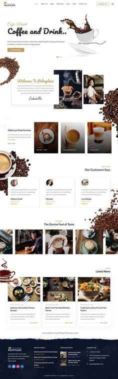 the website design for coffee and drink company