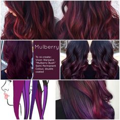 Mulberry Hair Color, Mulberry Hair, Hair Dye Shades, Mulberry Bush, Trendy Blouse, Fall Color, Semi Permanent, Hair Dye, Medium Hair