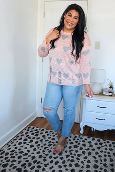 This heart pattern Valentine's Day distressed knit sweater is great for the office, school, or just everyday! Shop it through my shopfront above, and follow me here on Pinterest for more affordable Amazon fashion finds for Valentine's Day and more. Distressed Knit Sweater, Distressed Knit