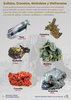 an advertisement with different types of rocks in spanish