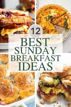 Four images of Sunday breakfast recipes. Sunday Breakfast Ideas, Delicious Breakfast Ideas, Breakfast Crockpot Recipes, Christmas Breakfast Recipe, Paleo Recipes Breakfast, Ultimate Breakfast, Crockpot Breakfast, Gluten Free Recipes For Breakfast, Quick Breakfast Recipes