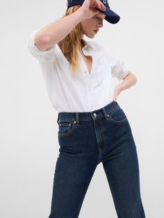 High Rise '90s Straight Jeans | Gap Classic High Rise Flare Jeans, Classic Dark Wash Flare Jeans, Classic Rigid Denim Flare Jeans, Classic Medium Wash Flare Jeans With Straight Fit, Classic Rigid Denim Flare Jeans For Everyday, Classic Flare Jeans With Straight Hem And Five Pockets, Classic Flare Jeans In Rigid Denim For Everyday, Classic Jeans With Straight Hem, Classic Fitted Gap Tops