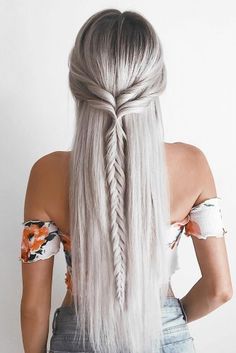 Straight Hairstyle, Long White Hair, Boho Wedding Hair, Fishtail Braid, Haircuts For Long Hair, Prom Hairstyles, Long Hair Girl, Braids For Long Hair