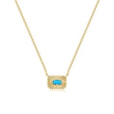 eklexic jewelry-SMALL STARBURST PENDANT WITH TURQUOISE STONE NECKLACE-14K Gold Vermeil-