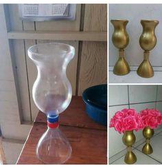 three different types of vases with flowers in them