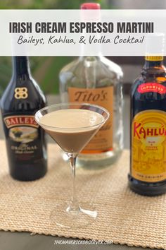 irish cream espresso martini with bailey's, kahlua and vodka