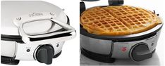 the waffles are being cooked in an air fryer and then placed on top of each other